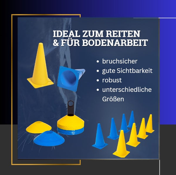 8LevelUp Pylonen 20er Set - 18 cm (10 blaue und 10 gelbe Hütchen)