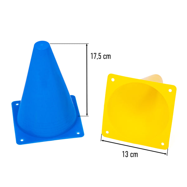 8LevelUp Pylonen 20er Set - 18 cm (10 blaue und 10 gelbe Hütchen)