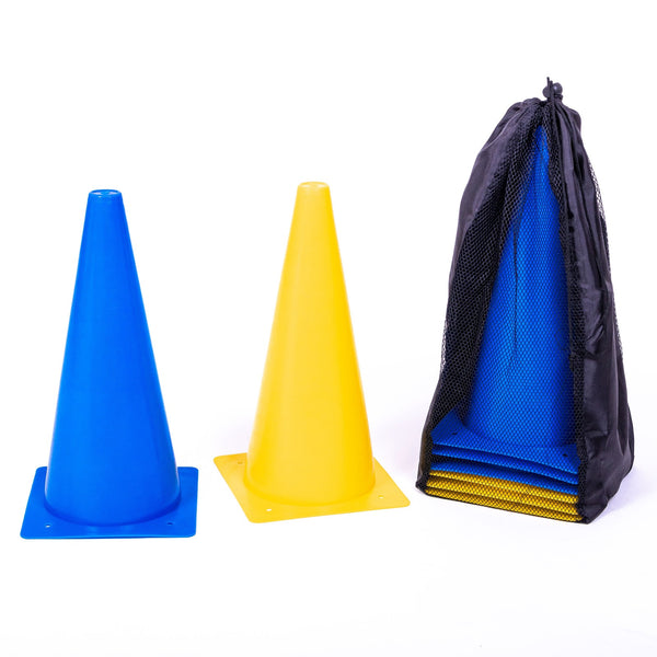 8LevelUp Pylonen 8er Set - 30 cm (4 blaue und 4 gelbe Hütchen)