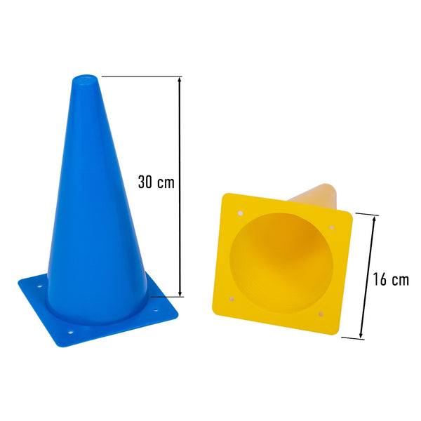 8LevelUp Pylonen 8er Set - 30 cm (4 blaue und 4 gelbe Hütchen)