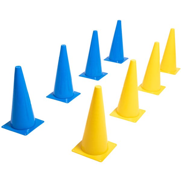 8LevelUp Pylonen 8er Set - 38 cm (4 blaue und 4 gelbe Hütchen)