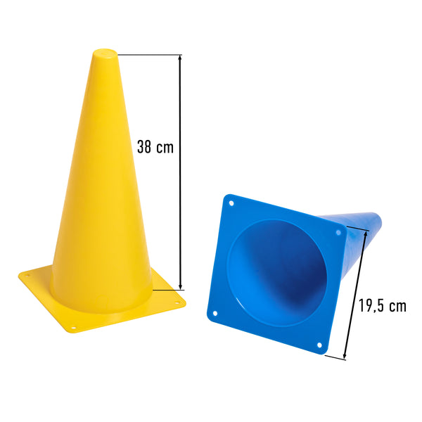8LevelUp Pylonen 8er Set - 38 cm (4 blaue und 4 gelbe Hütchen)
